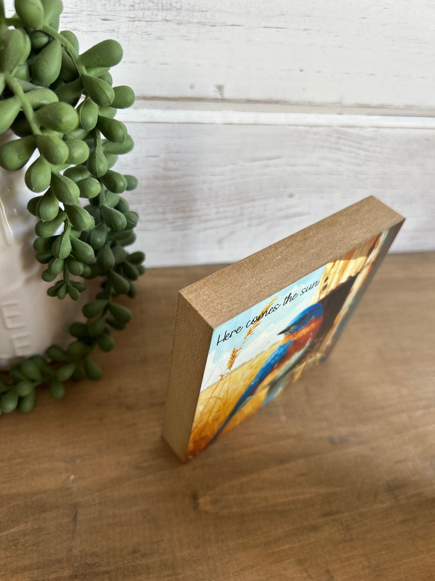 “Here Comes the Sun” with Bird- Rustic Summer Decor Wood