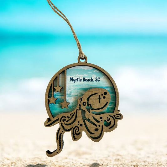 Layered Wood Octopus Customizable Ornament