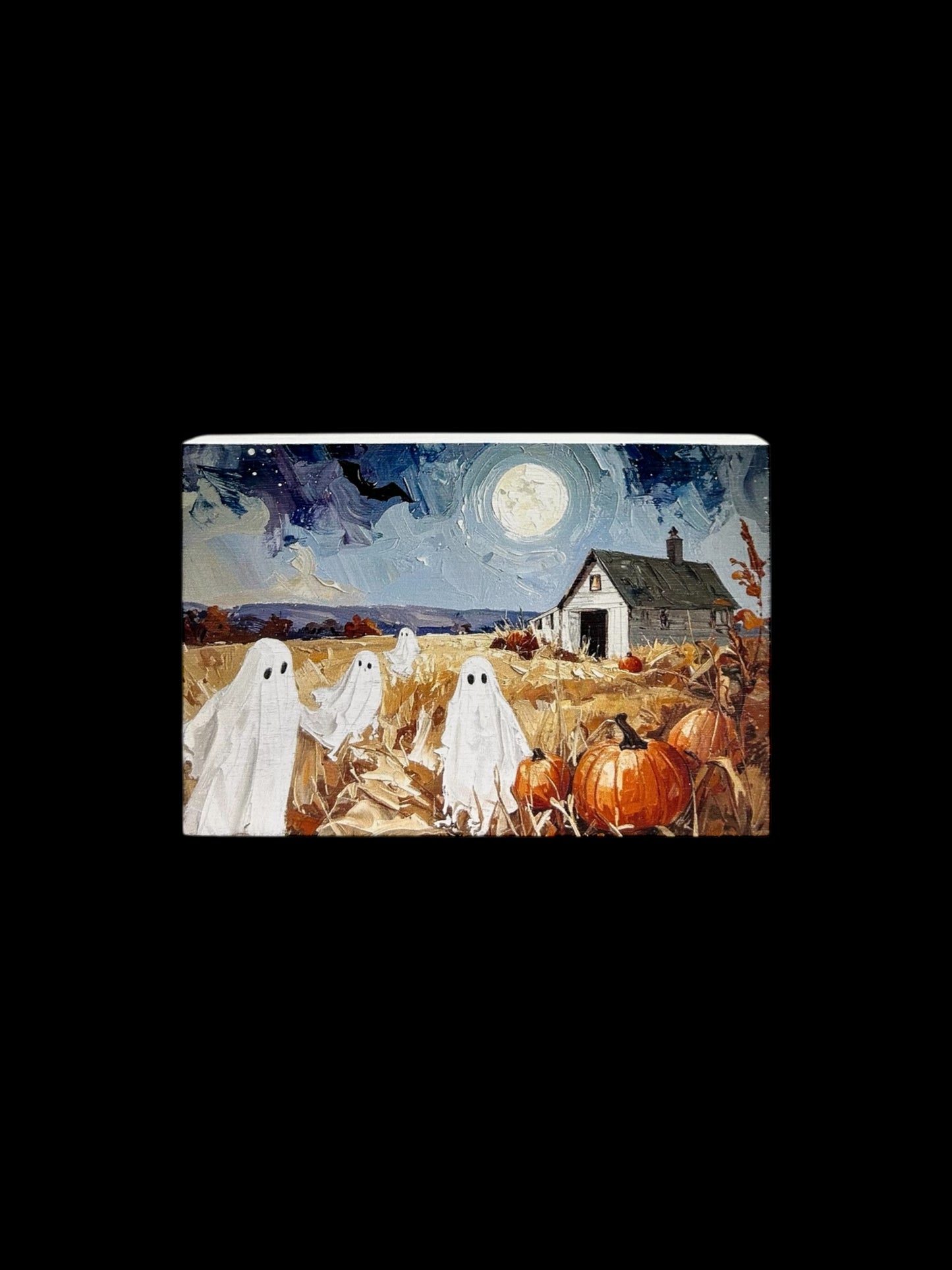 Ghosts in Field Painting- Autumn/Fall Decor Rustic Wood Sign