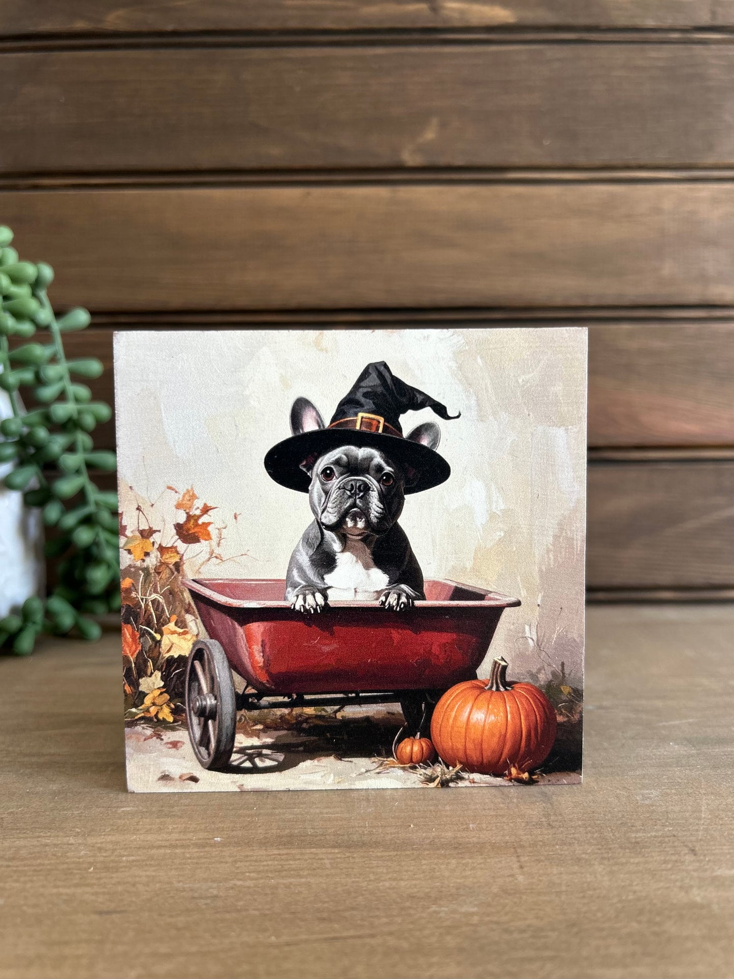 Halloween Frenchie Dog Wood Sign - Fall Pet Home Decor
