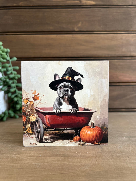 Halloween Frenchie Dog Wood Sign - Fall Pet Home Decor