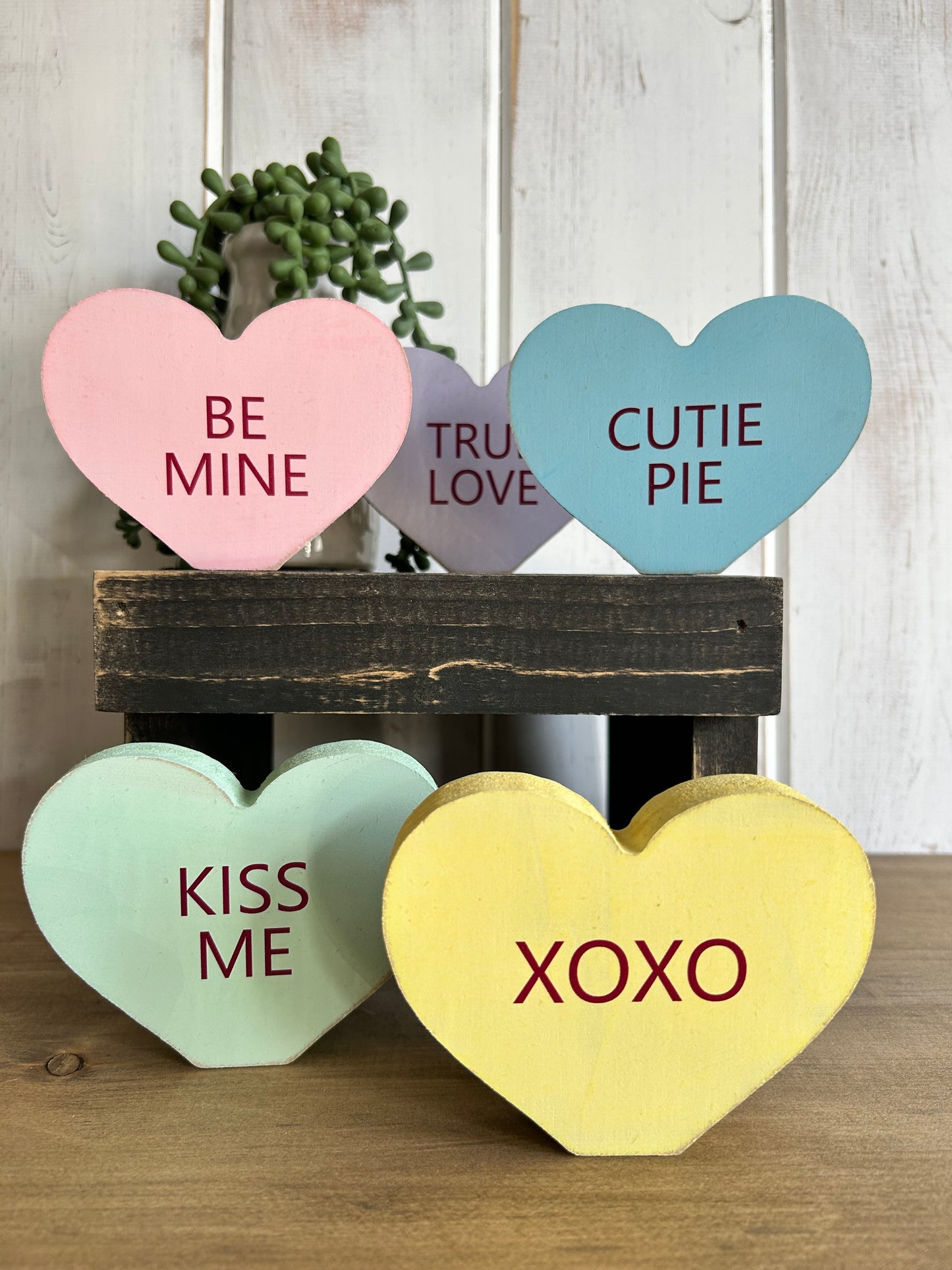 Wood Candy Hearts - Valentine’s Day Decor - Set of 5