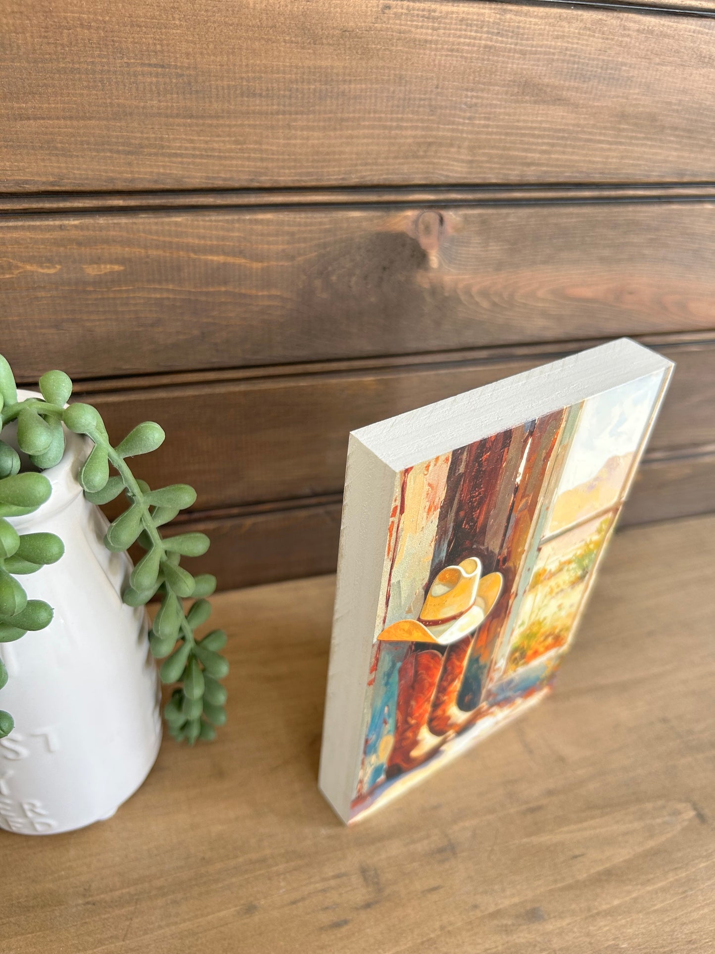 Cowboy Boots in Window - Country Western Decor Wood Sign