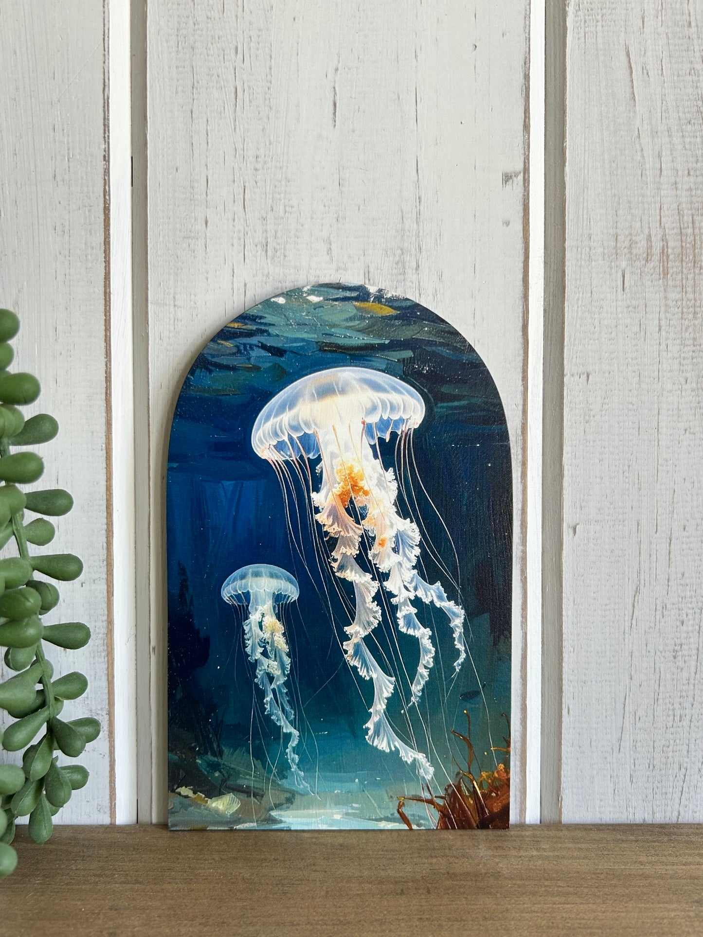 Jellyfish - Printed Wood Arch - Beach Decor