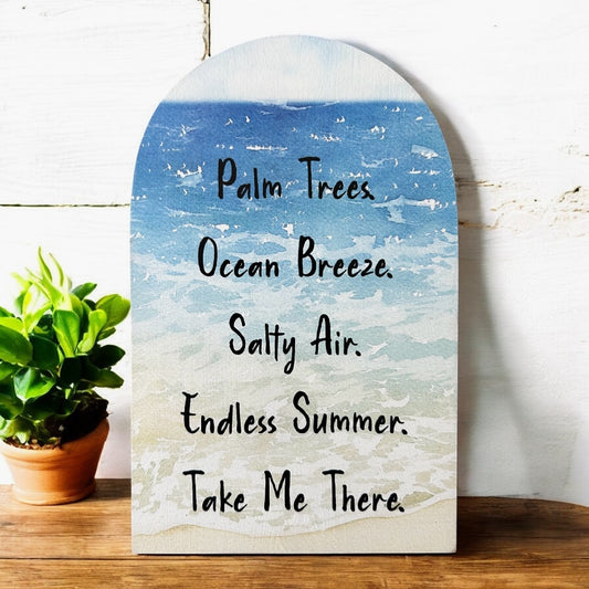 Beach Scene - Printed Wood Arch - Everyday Coastal Décor