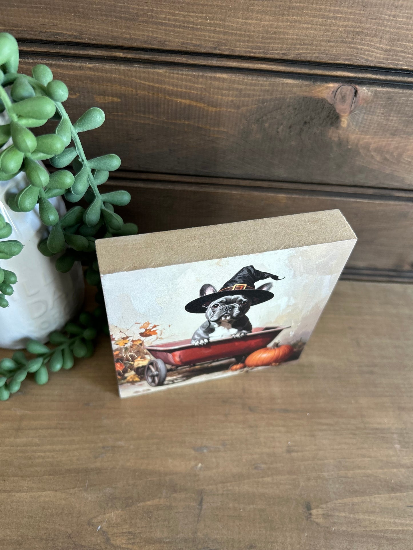 Halloween Frenchie Dog Wood Sign - Fall Pet Home Decor