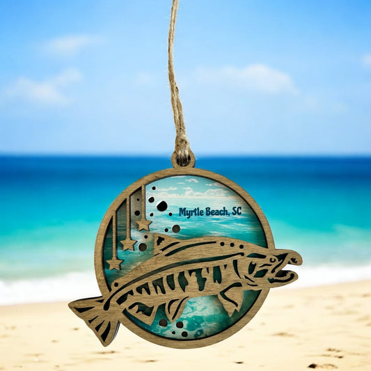 Layered Wood Salmon Customizable Ornament