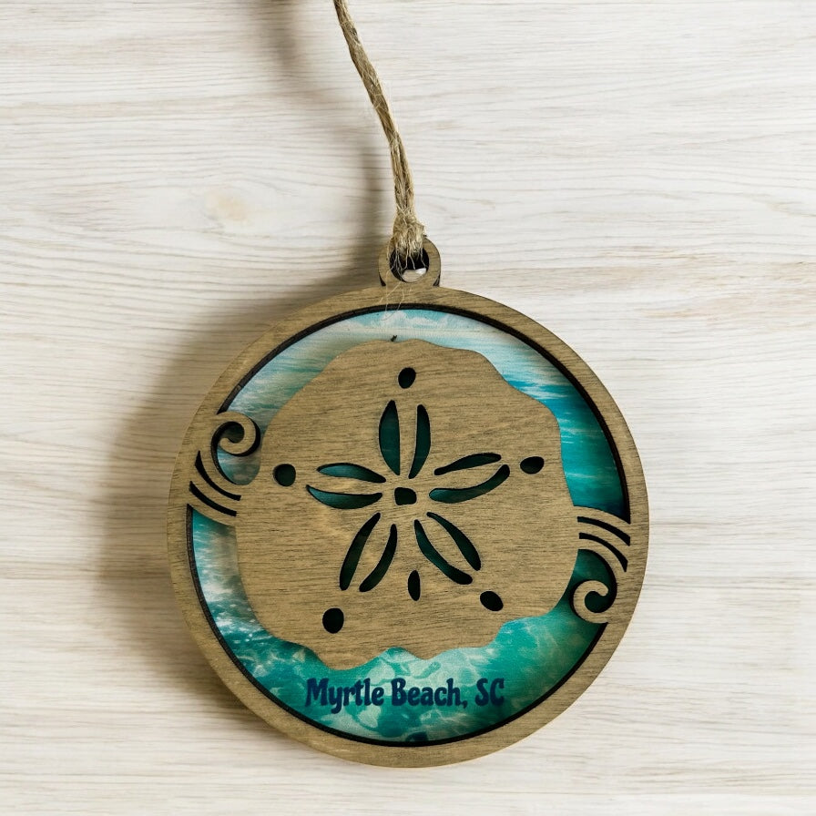 Layered Wood Sand Dollar Customizable Ornament
