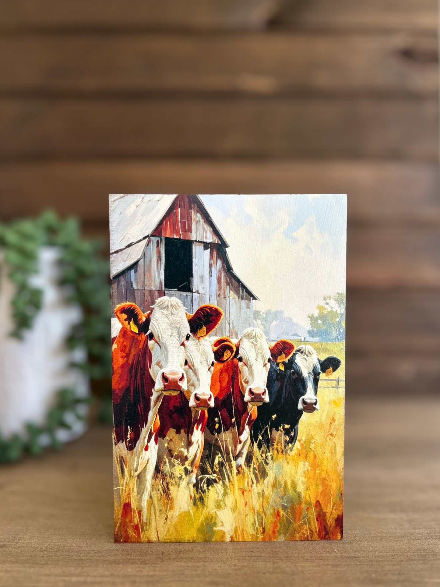 Cow Lineup - Country Western Farmhouse Decor Wood Sign