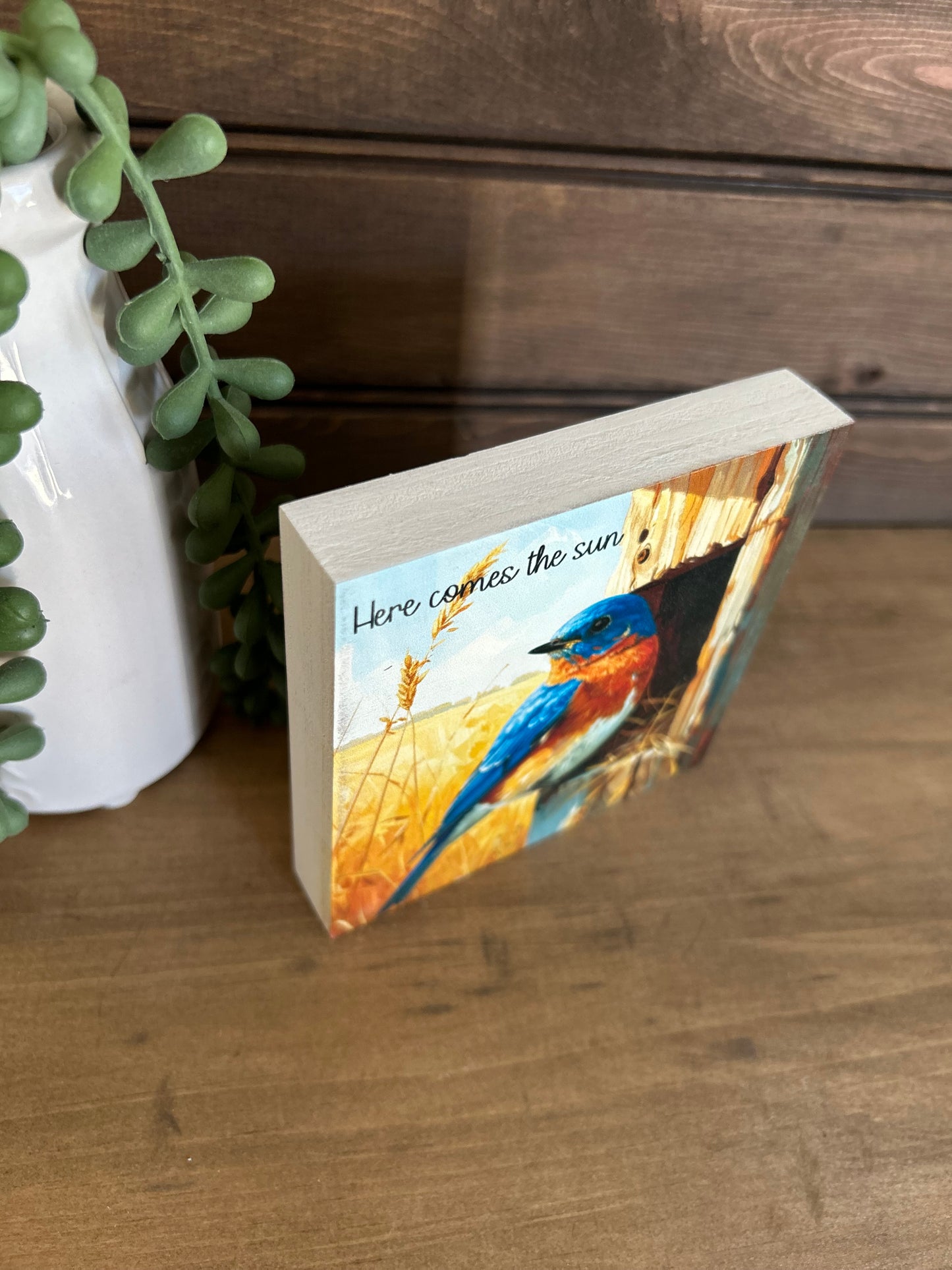 “Here Comes the Sun” with Bird- Rustic Summer Decor Wood