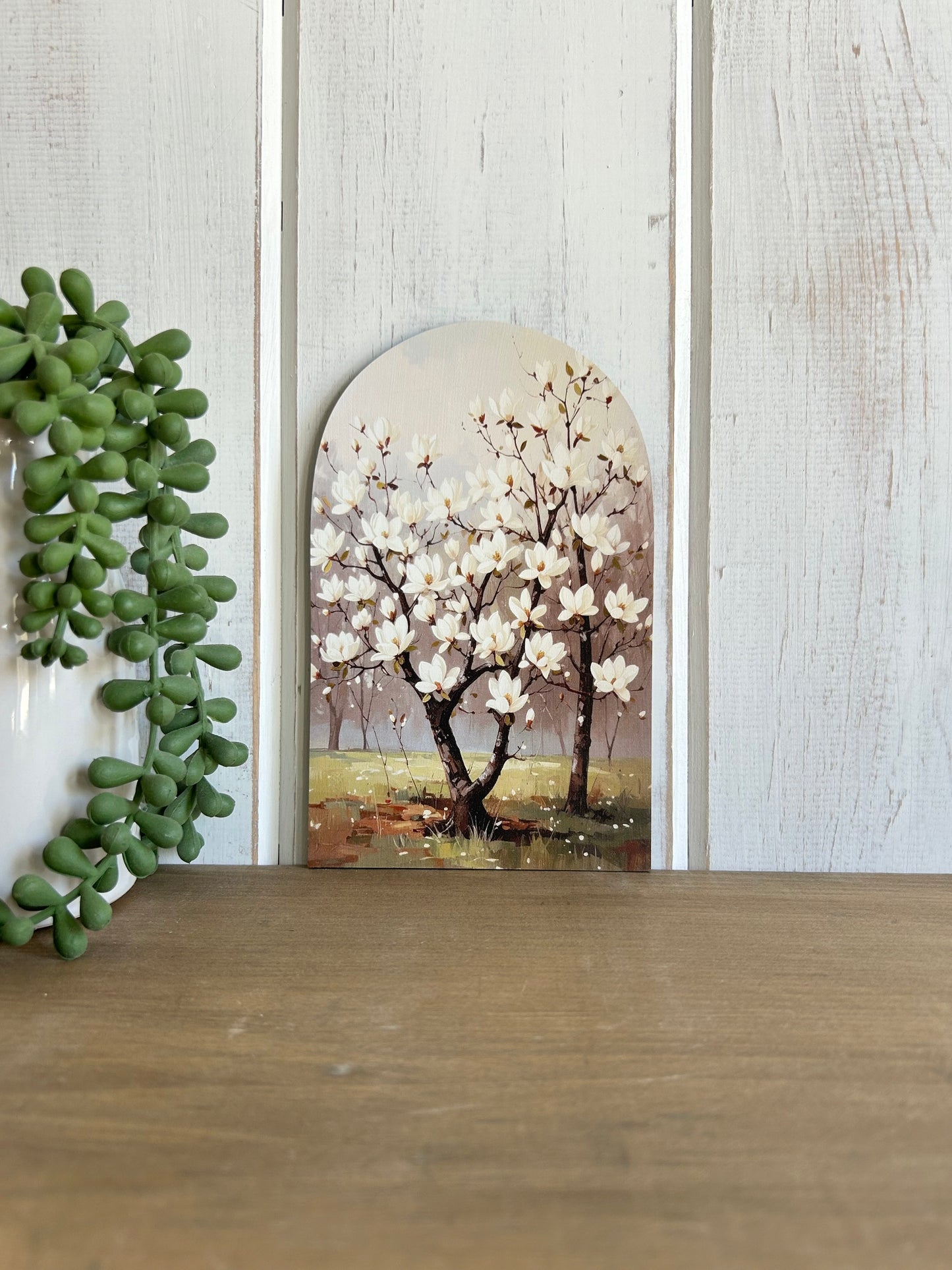 Magnolia Trees - Printed Wood Arch - Floral Decor