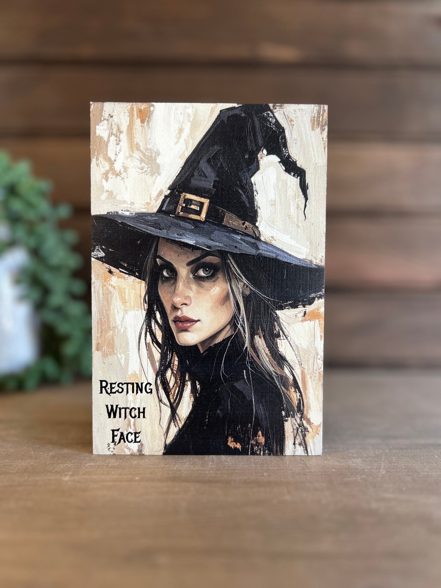 Resting Witch Face - Fall/Halloween Decor Rustic Wood Sign