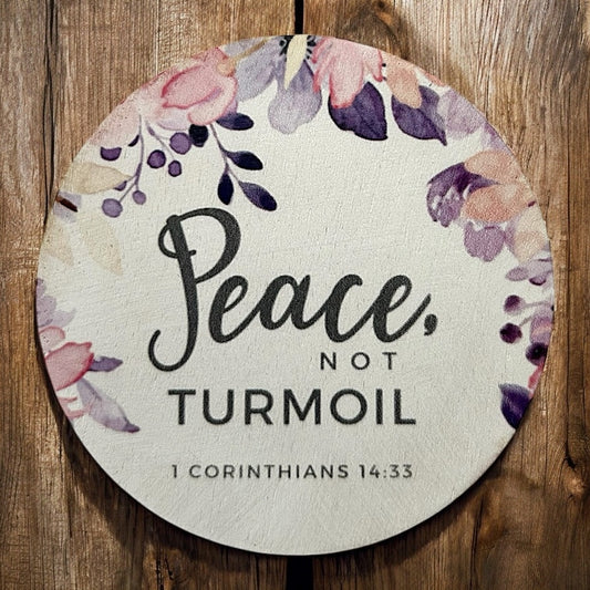 Peace, Not Turmoil - Wood Faith Based Scripture Magnet