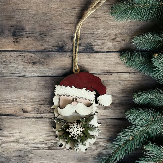 Santa- Layered Wood Christmas Ornament