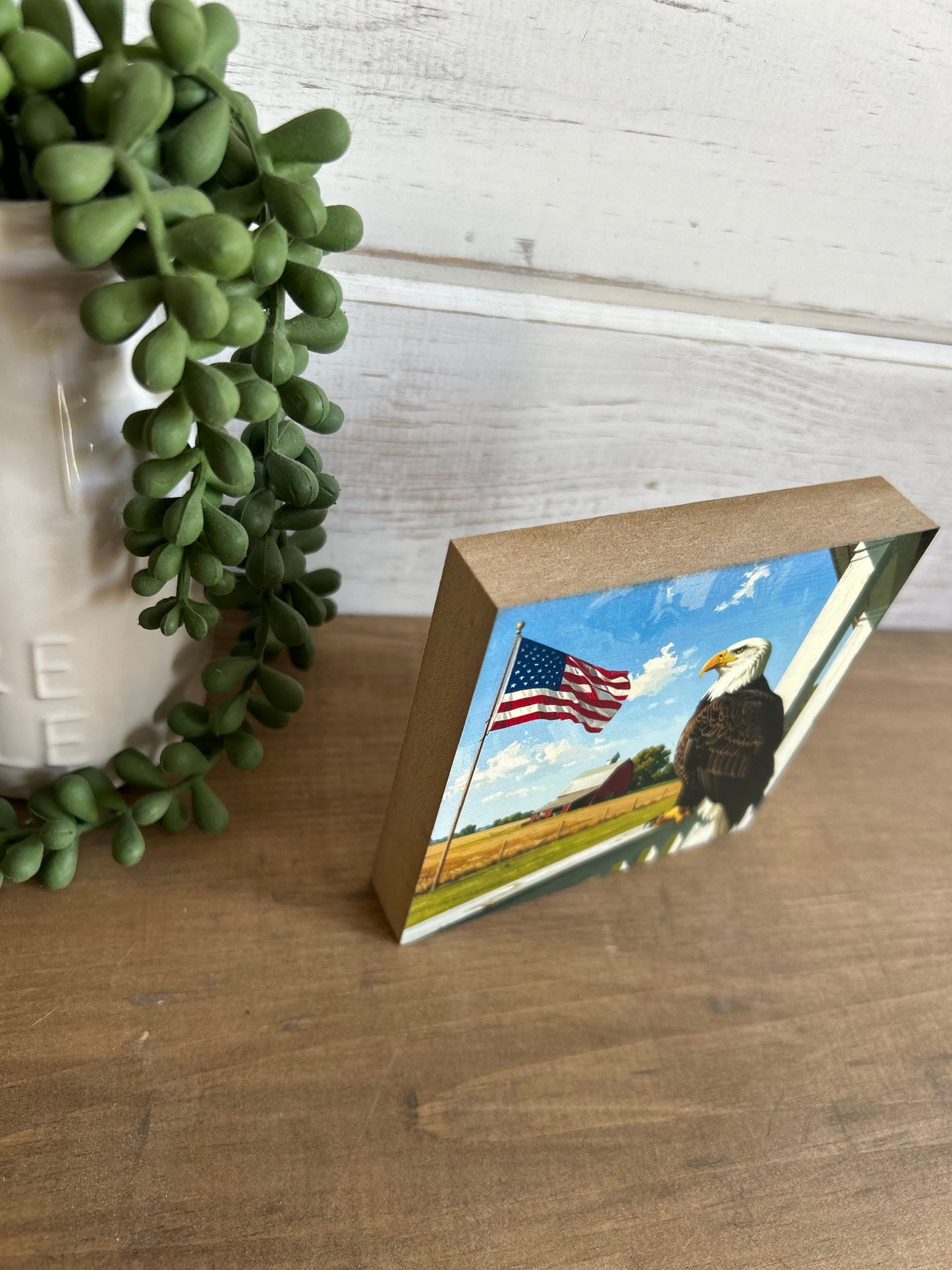 Patriotic Eagle on Porch-Americana Wood Sign Summer Decor