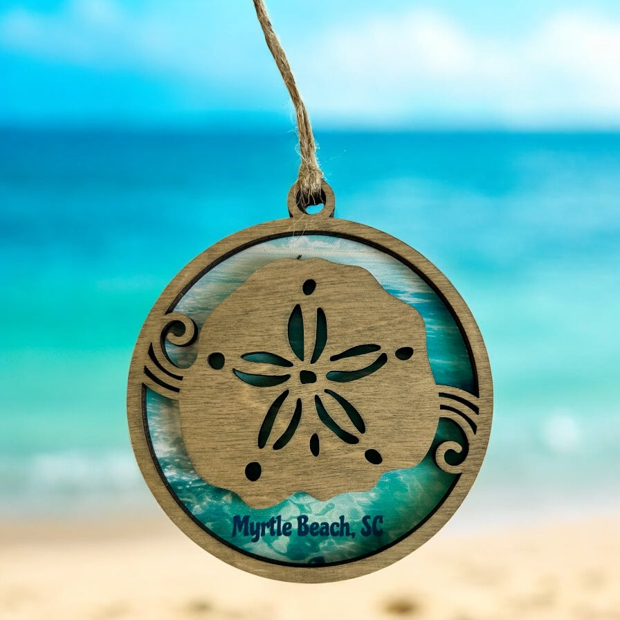 Layered Wood Sand Dollar Customizable Ornament