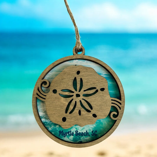 Layered Wood Sand Dollar Customizable Ornament
