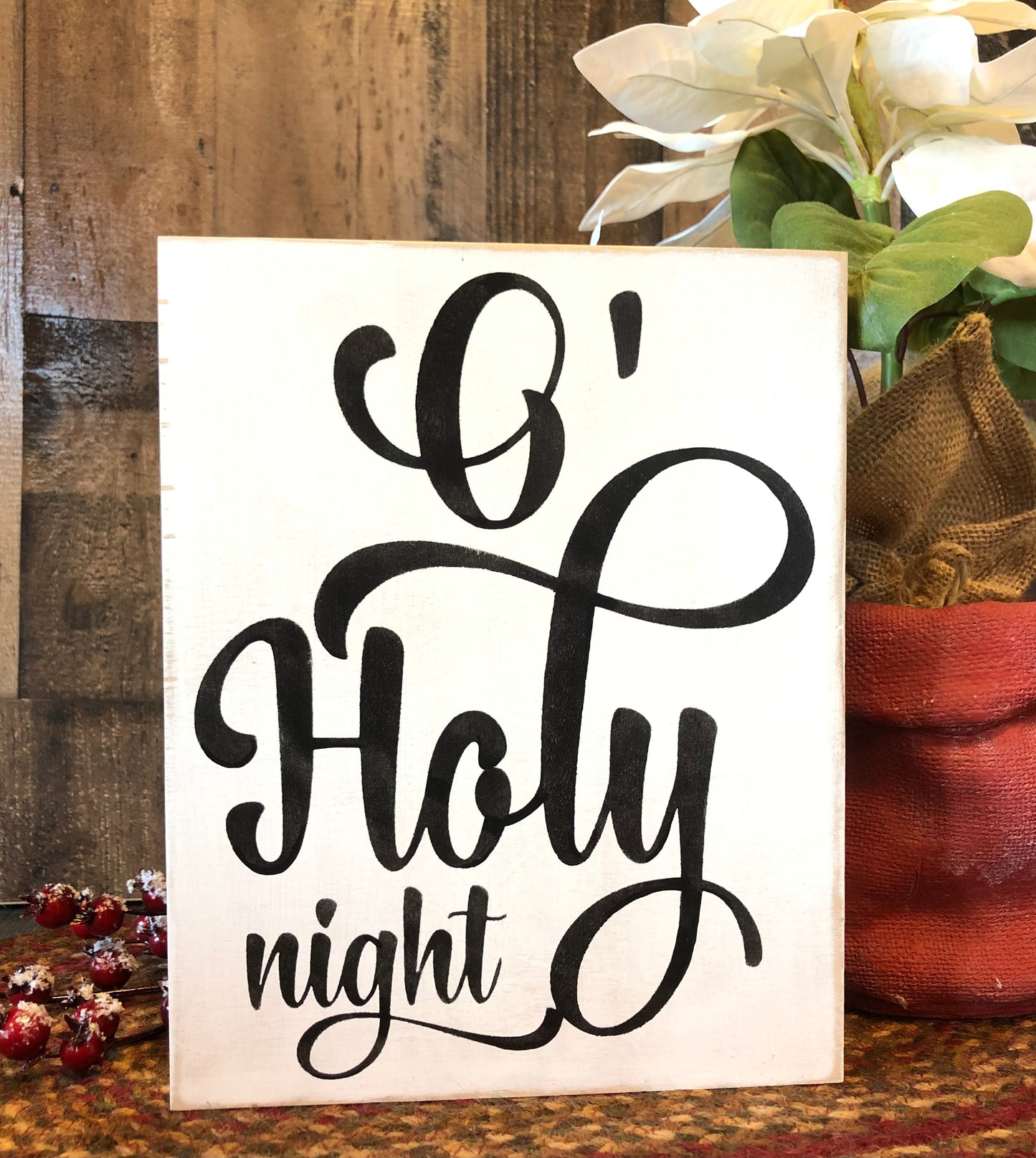 O’ Holy Night - Rustic Wood Holiday Sign