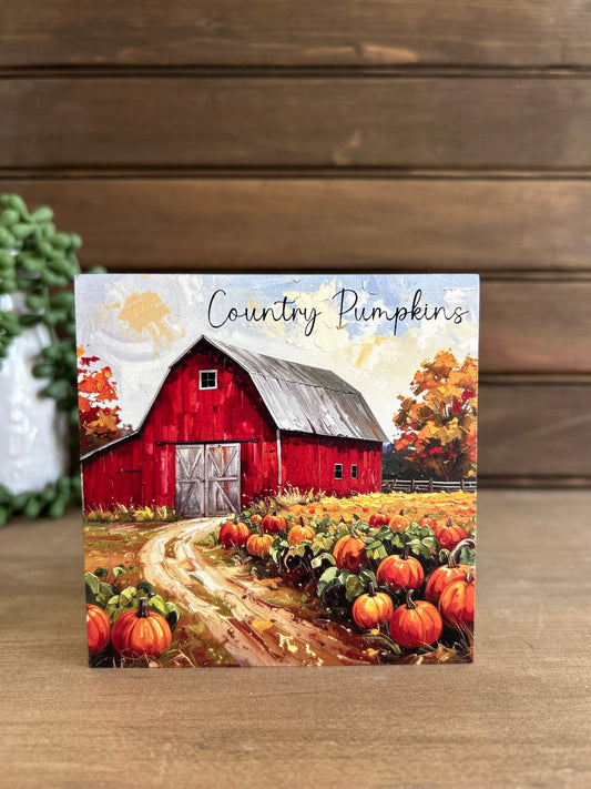 Country Pumpkins - Fall Decor Rustic Wood Sign