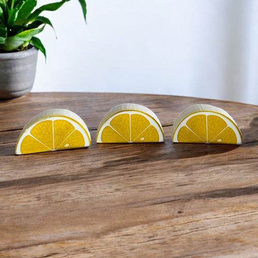Rustic Wood Miniature Lemon Slices-Summer Decor Set of 3