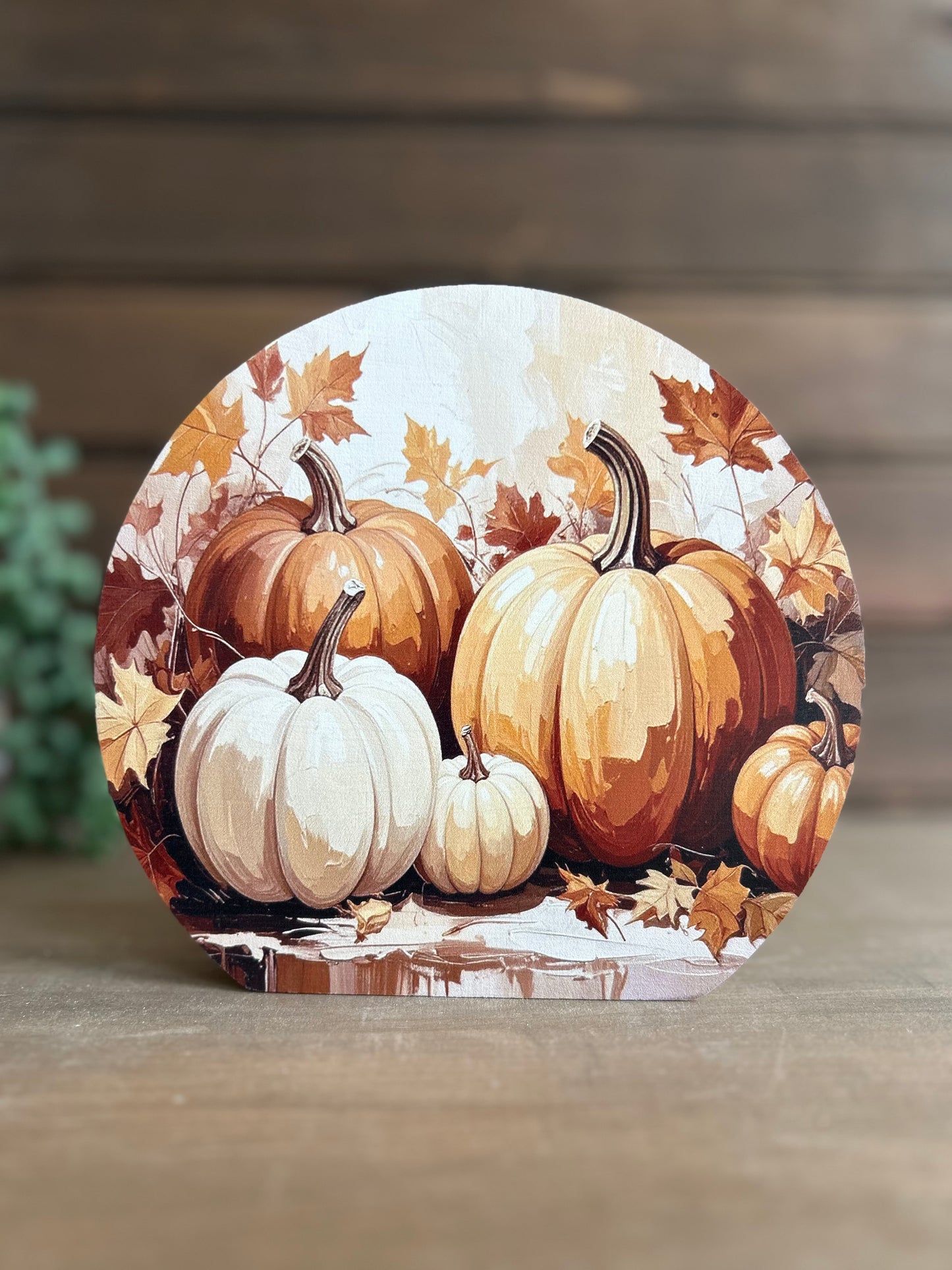 Fall Pumpkins - Autumn Decor Circle Wood Sign
