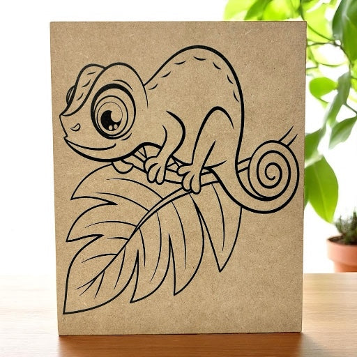 DIY Wood Coloring Book Page - Chameleon