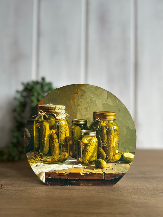 Pickle Jars - Wood Spring Decor Circle Sign