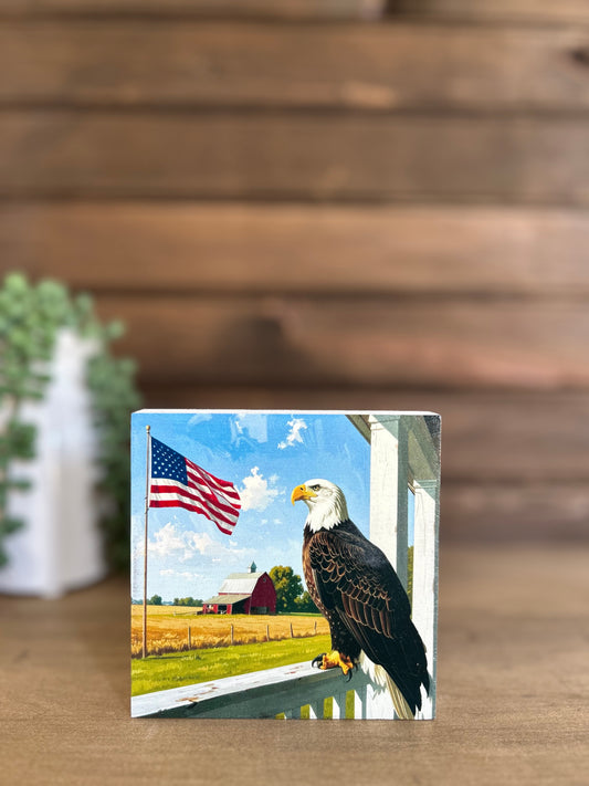 Patriotic Eagle on Porch-Americana Wood Sign Summer Decor
