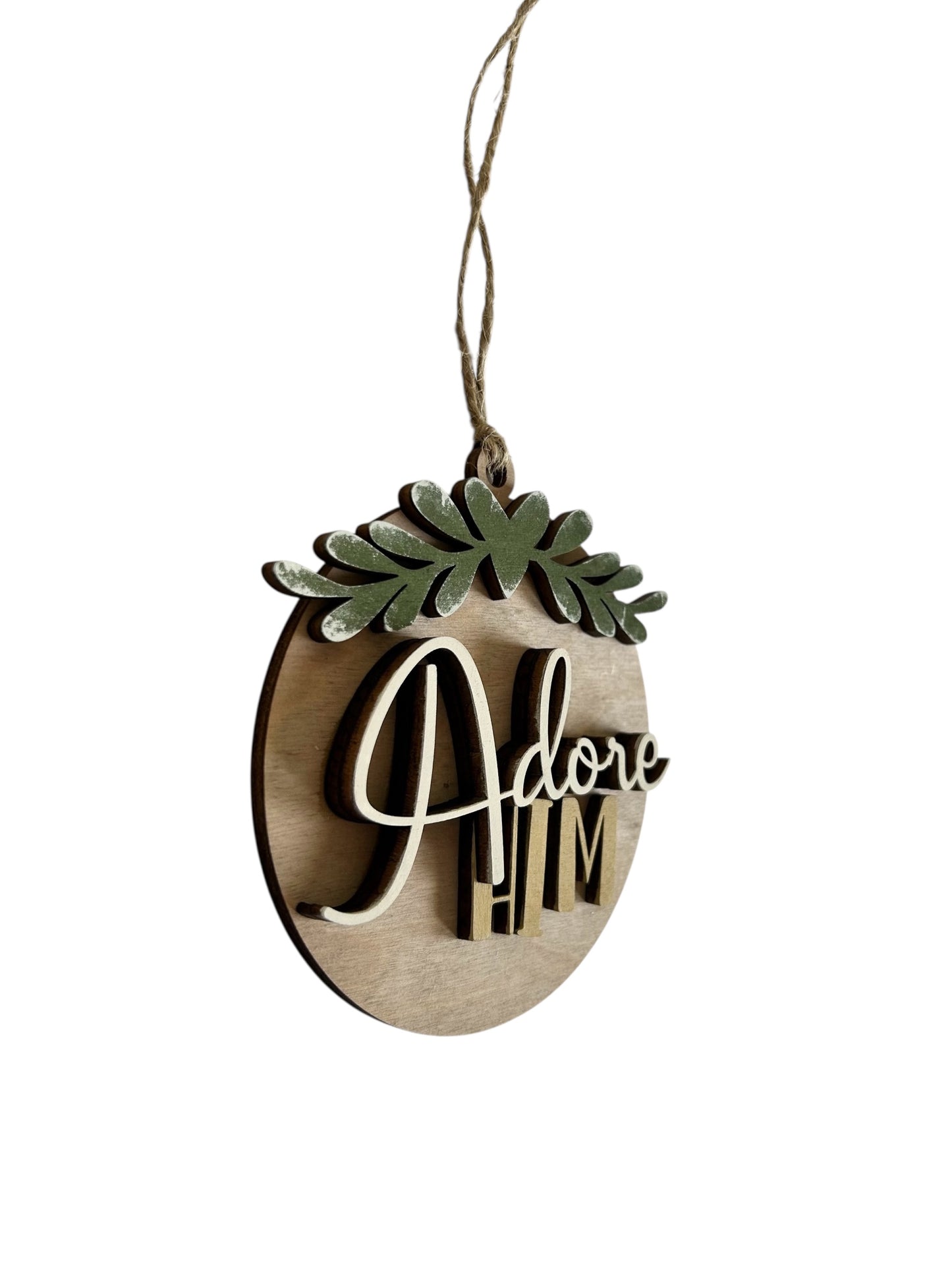 Adore Him - Layered Wood Christmas Ornament