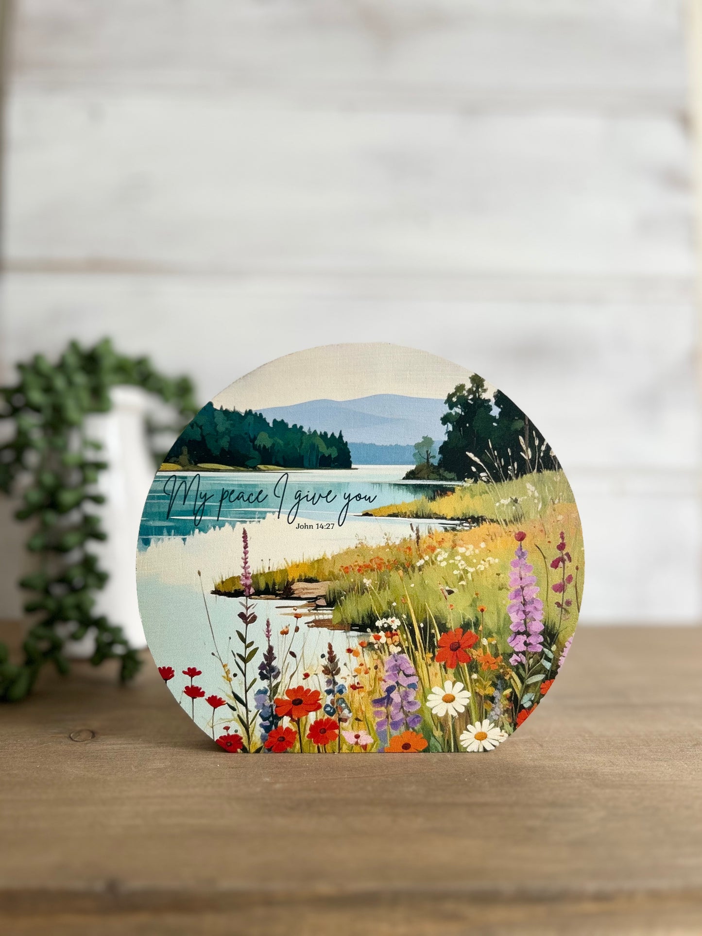 My Peace I Give You - Rustic Wood Christian River Sign