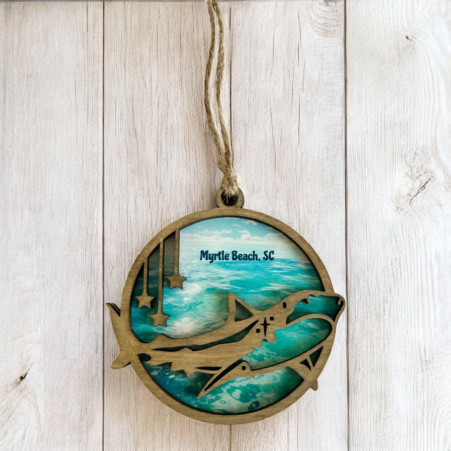 Layered Wood Shark Customizable Ornament