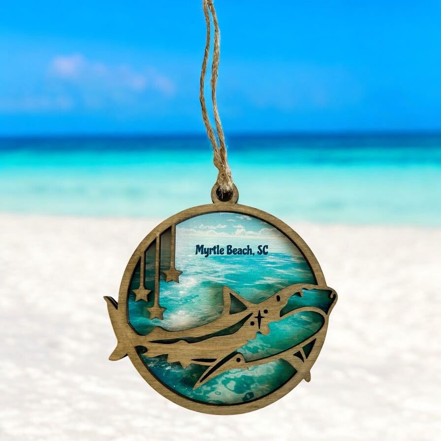 Layered Wood Shark Customizable Ornament