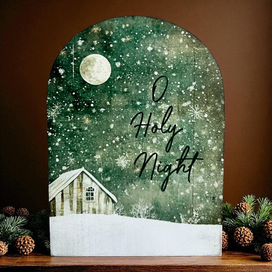 O Holy Night Holiday Wood Arch-Christmas 2025 Decor Sitter