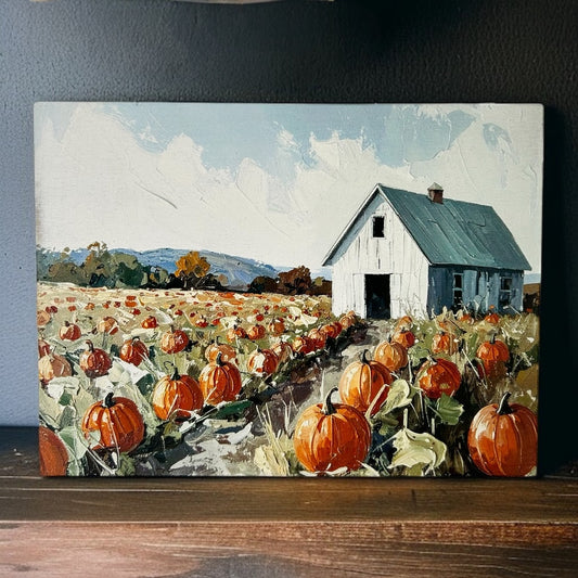 Pumpkin Farm Painting -Autumn/Fall Decor Rustic Wood Sign