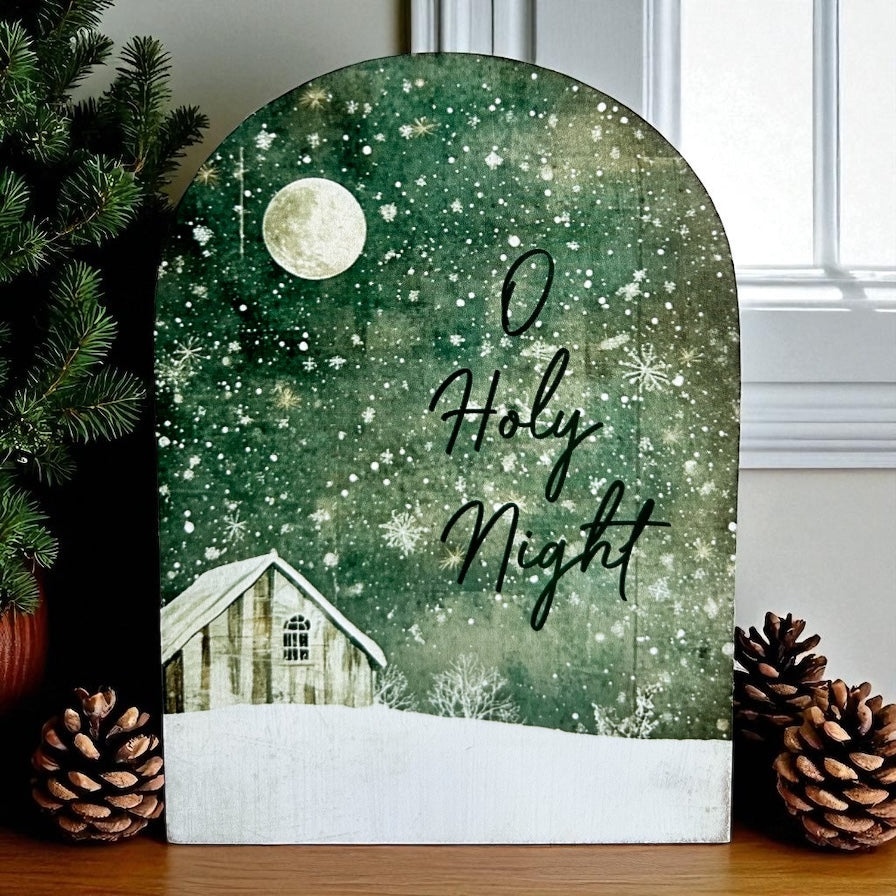 O Holy Night Holiday Wood Arch-Christmas 2025 Decor Sitter