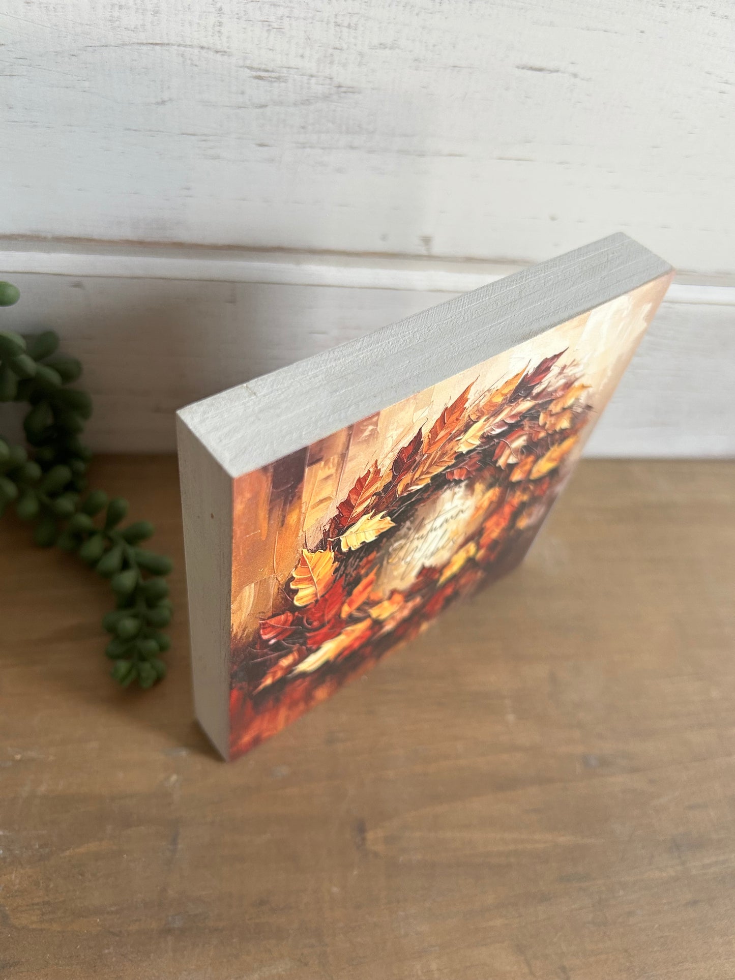 Autumn Vibes Orange Wreath Wood Sign - Fall Decor