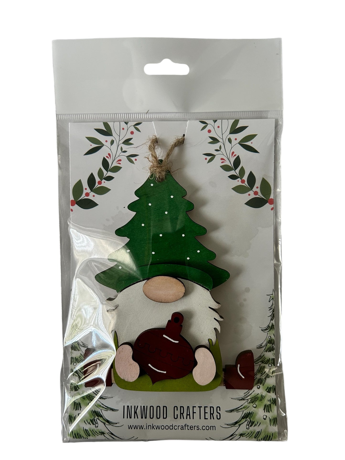 Sitting Gnome- Layered Wood Christmas Ornament