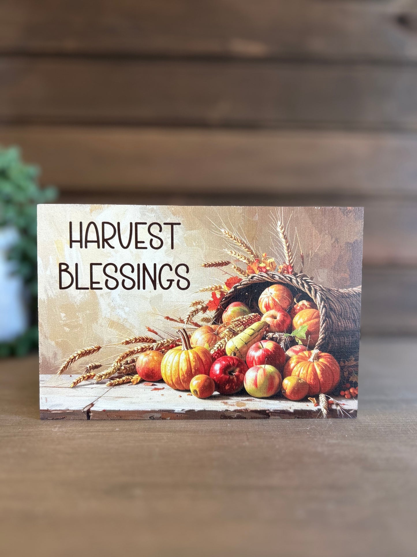 Harvest Blessings - Fall Decor Rustic Wood Sign