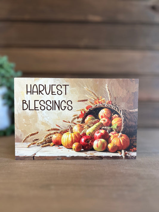 Harvest Blessings - Fall Decor Rustic Wood Sign