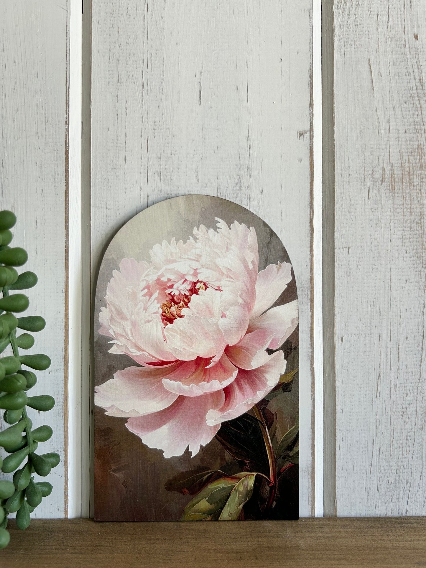 Peony Flower - Printed Wood Arch - Floral Decor