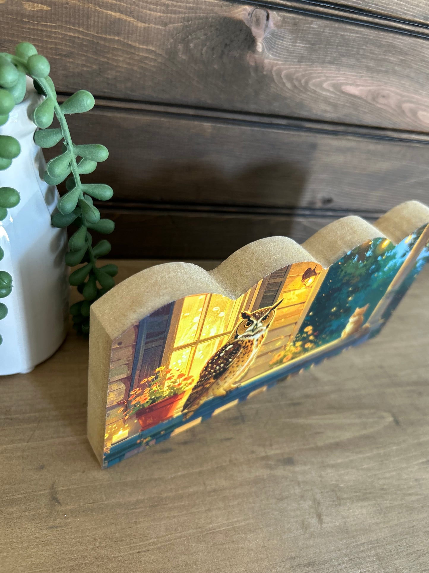 Unlikely Friends Porch Visit- Rustic Scalloped Wood Sign