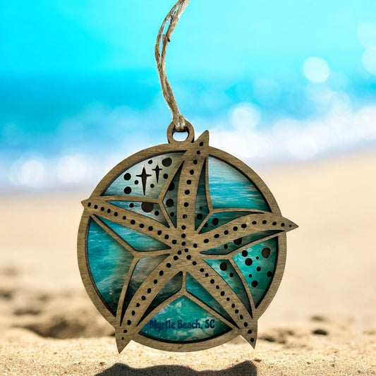 Layered Wood Starfish Customizable Ornament