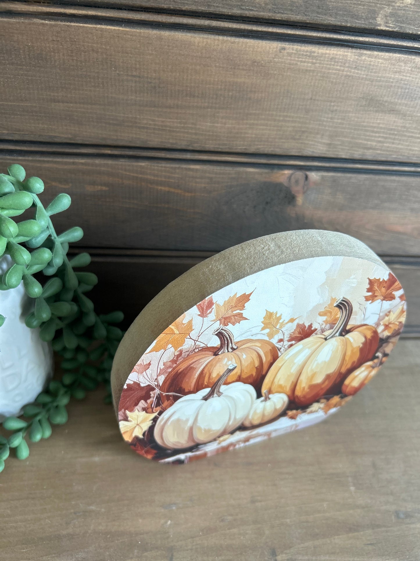 Fall Pumpkins - Autumn Decor Circle Wood Sign