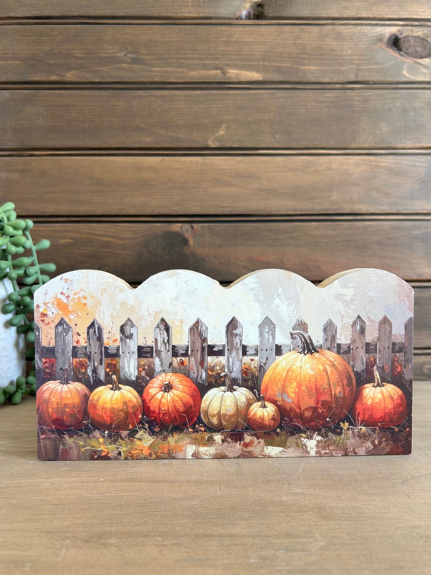 Pumpkin Patch - Fall/Autumn Decor Scalloped Wood Sign