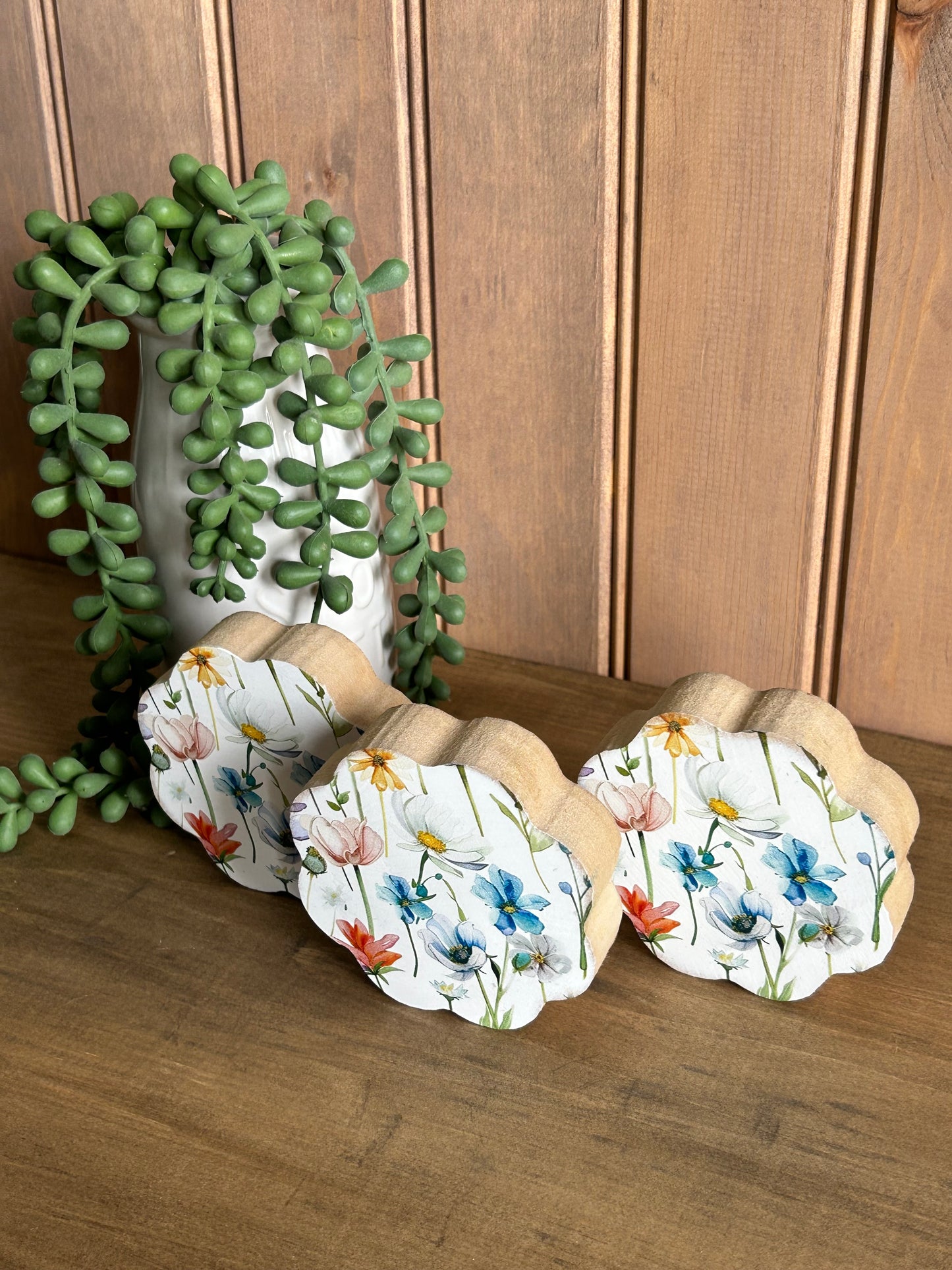 Flower Miniatures Set of 3 - Rustic Wood Spring 2026 Decor 