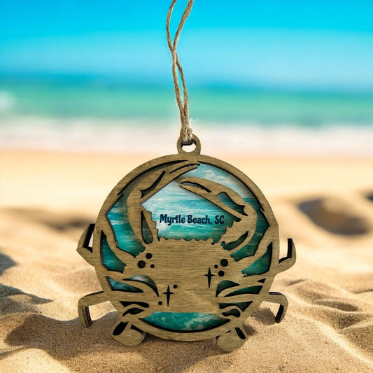 Layered Wood Crab Customizable Ornament