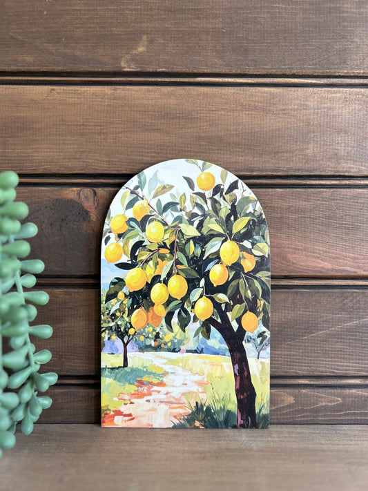 Lemon Tree - Printed Wood Arch - Floral Decor