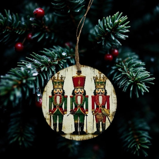 Nutcrackers -Vintage Style Wood Ornament