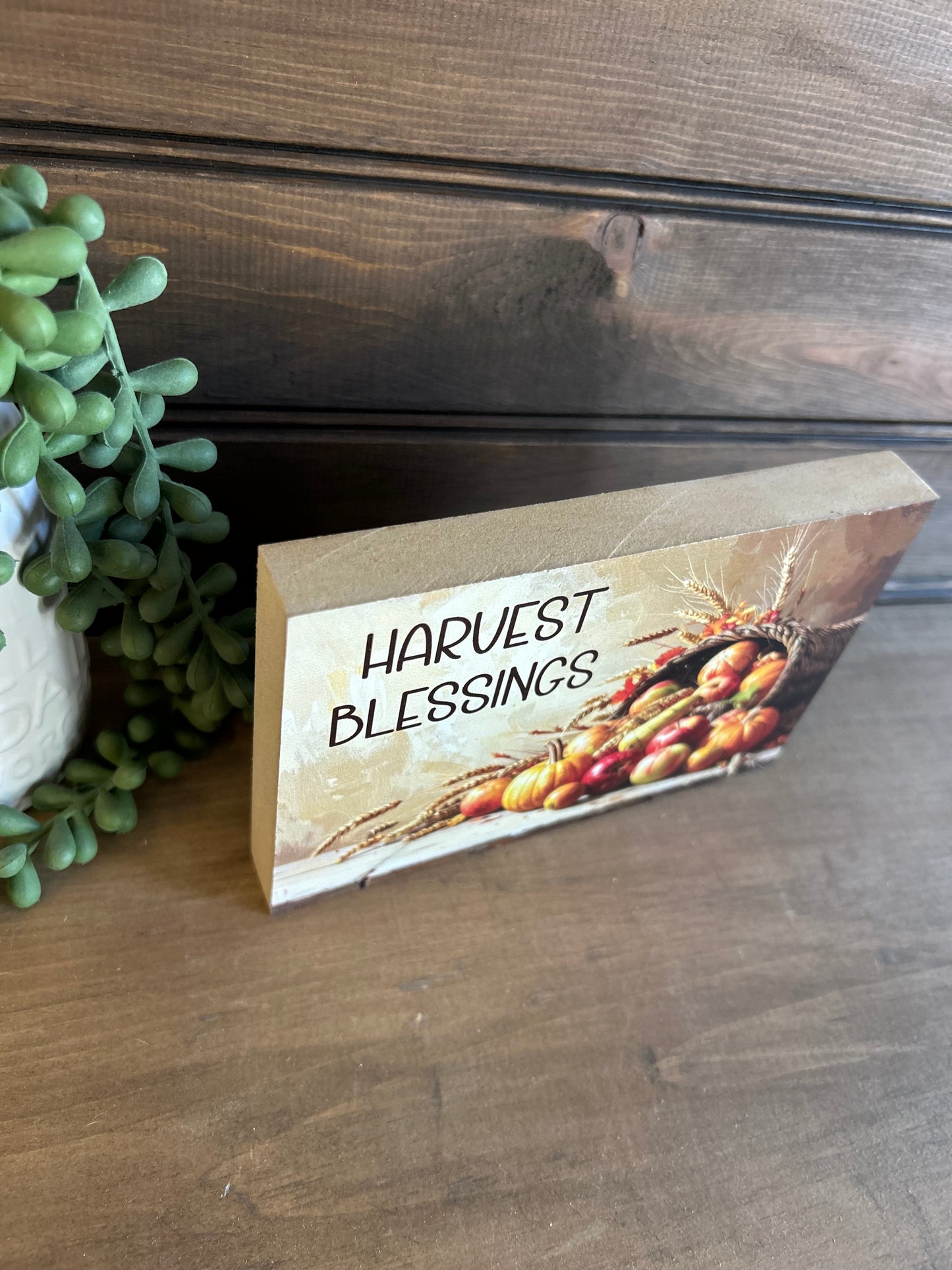 Harvest Blessings - Fall Decor Rustic Wood Sign