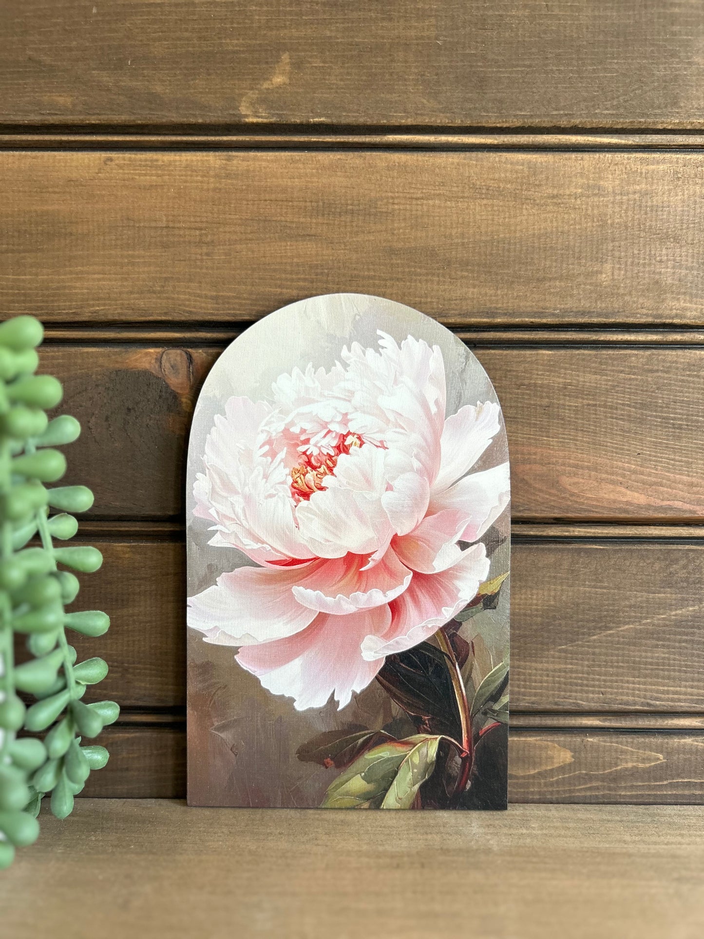 Peony Flower - Printed Wood Arch - Floral Decor